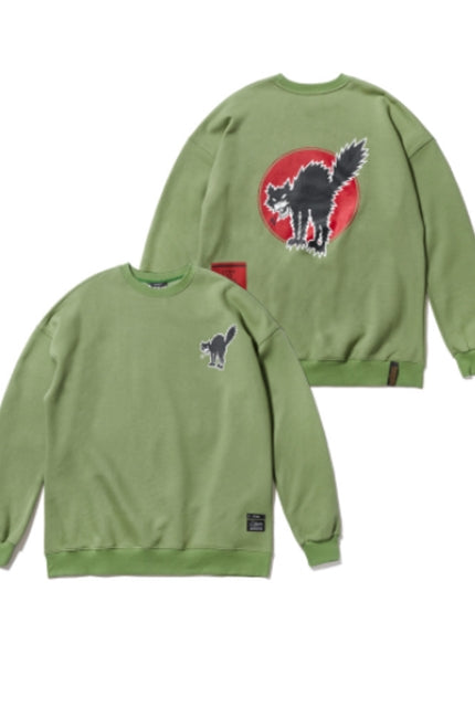 STIGMA(スティグマ) CAT OVERSIZED HEAVY SWEAT CREWNECK OLIVE