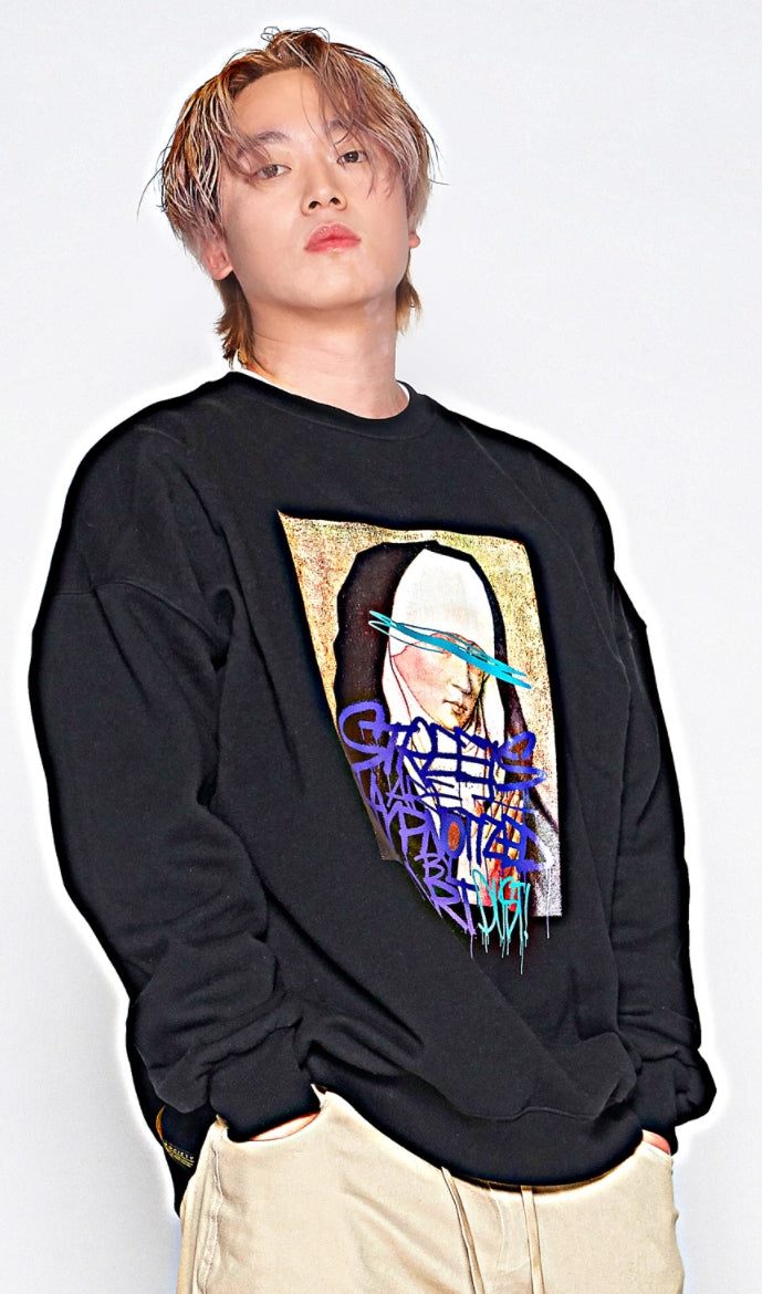 STIGMA(スティグマ) PRAY OVERSIZED HEAVY SWEAT CREWNECK BLACK