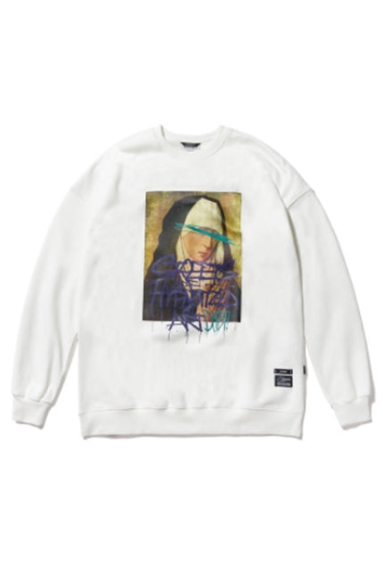STIGMA(スティグマ) PRAY OVERSIZED HEAVY SWEAT CREWNECK WHITE