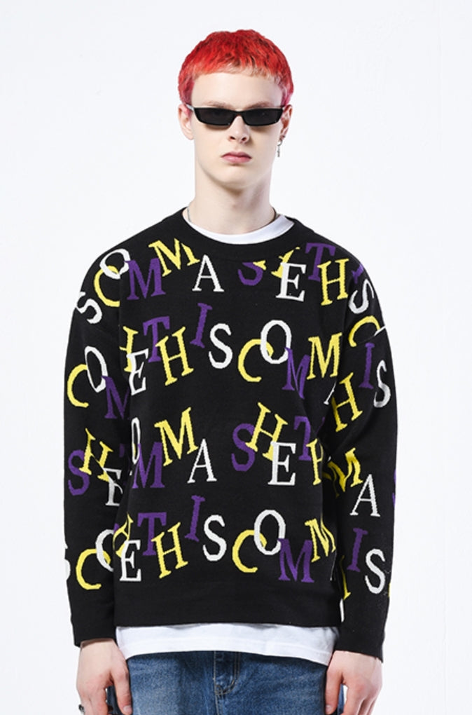 シディスコンマ(SHETHISCOMMA) FONT GRAPHICS KNIT