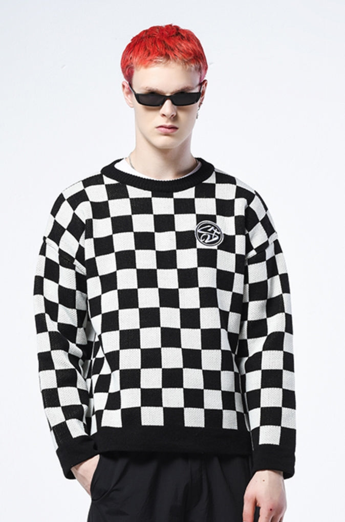 シディスコンマ(SHETHISCOMMA) CHESS PATTERN KNIT