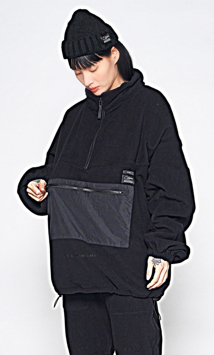 STIGMA(スティグマ) BLEND OVERSIZED FLEECE ANORAK JACKET BLACK