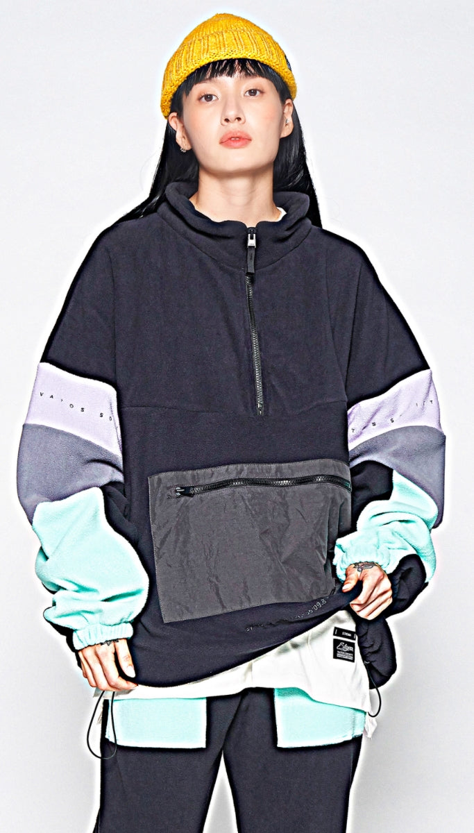 STIGMA(スティグマ) BLEND OVERSIZED FLEECE ANORAK JACKET GREY MULTI