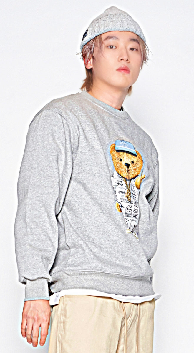 STIGMA(スティグマ) 20 COMPTON BEAR HEAVY SWEAT CREWNECK GREY