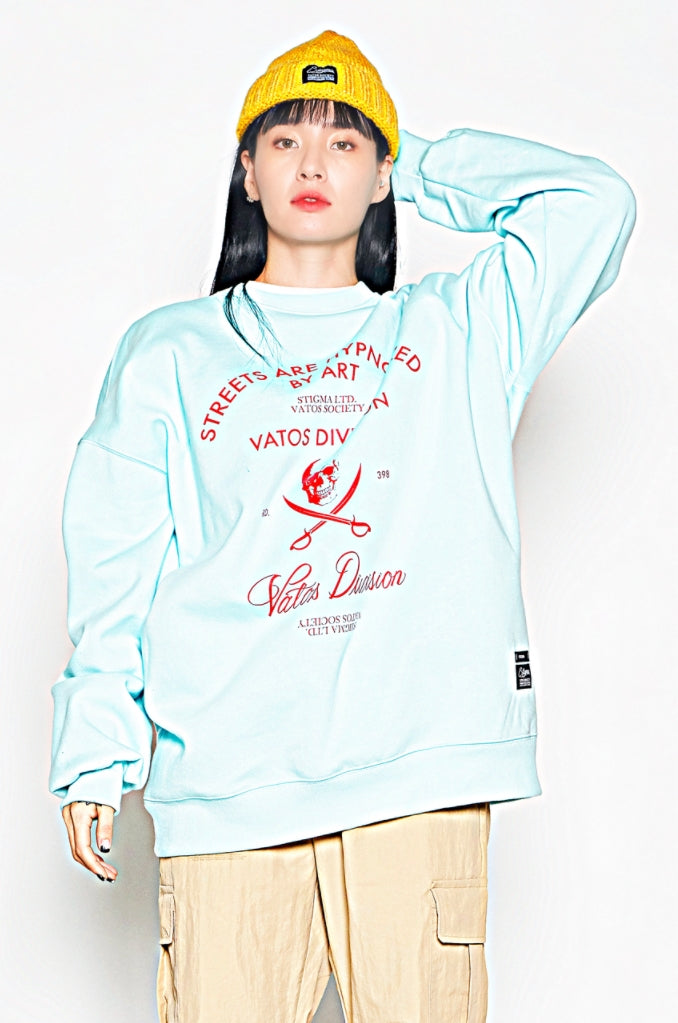 STIGMA(スティグマ) DIVISION CLASSIC OVERSIZED HEAVY SWEAT CREWNECK BLUE