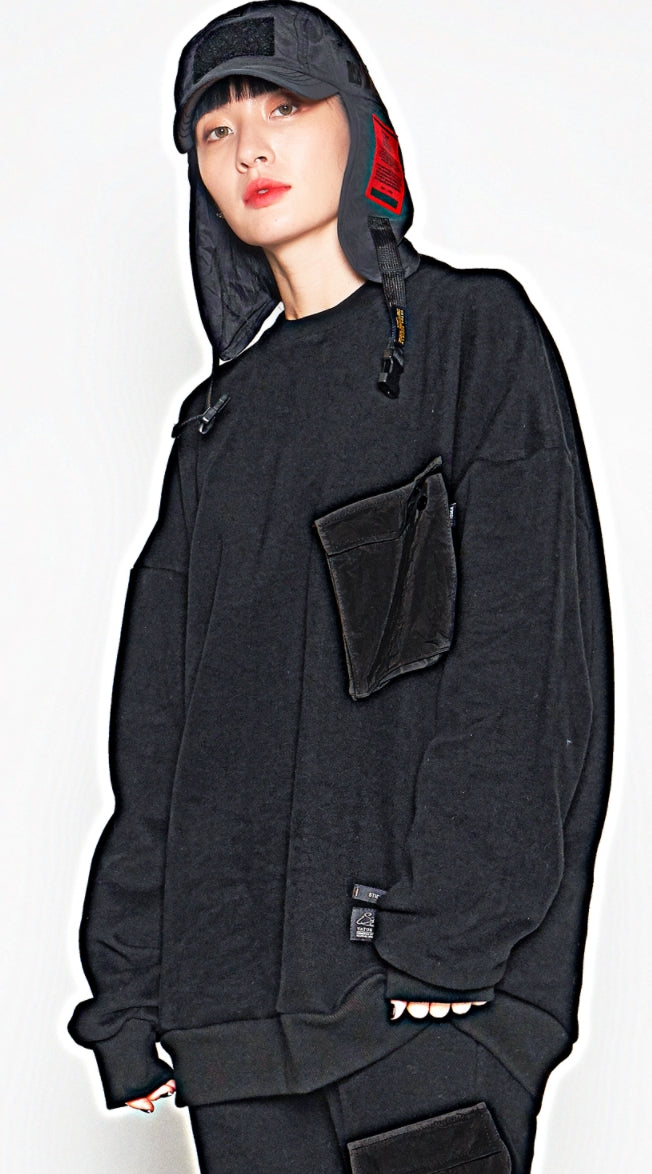 STIGMA(スティグマ) 20 TECH OVERSIZED HEAVY SWEAT CREWNECK BLACK