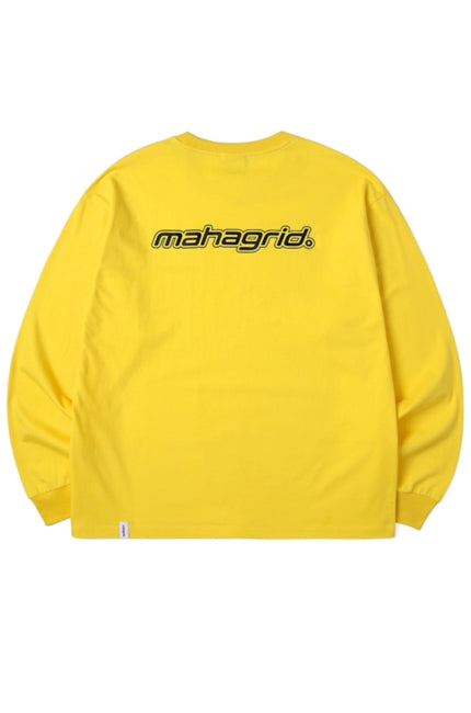 mahagrid (マハグリッド)  MECHANIC LOGO LS TEE [YELLOW]