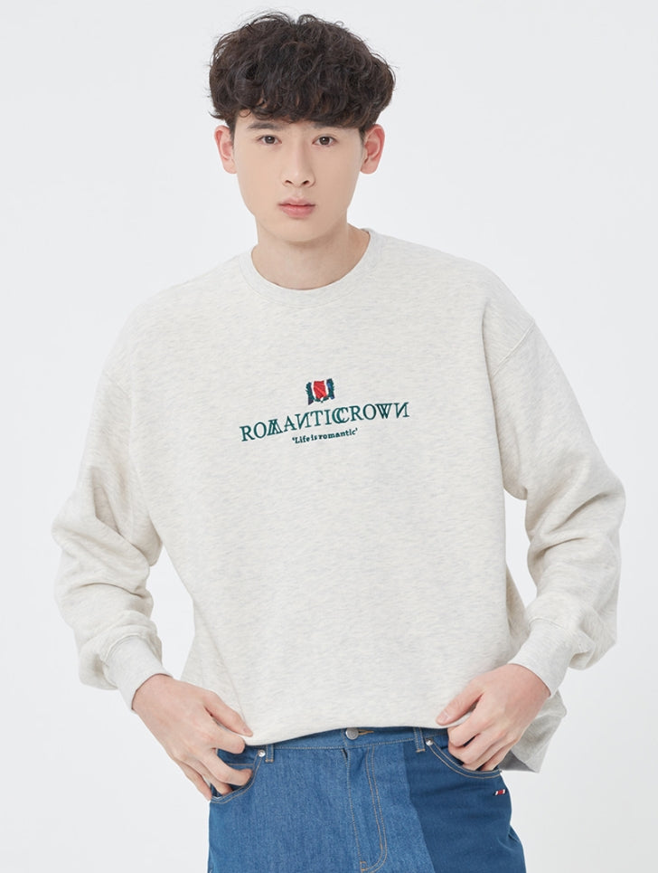 ロマンティッククラウン(ROMANTIC CROWN)  INTERVAL LOGO SWEAT SHIRT_MELANGE IVORY