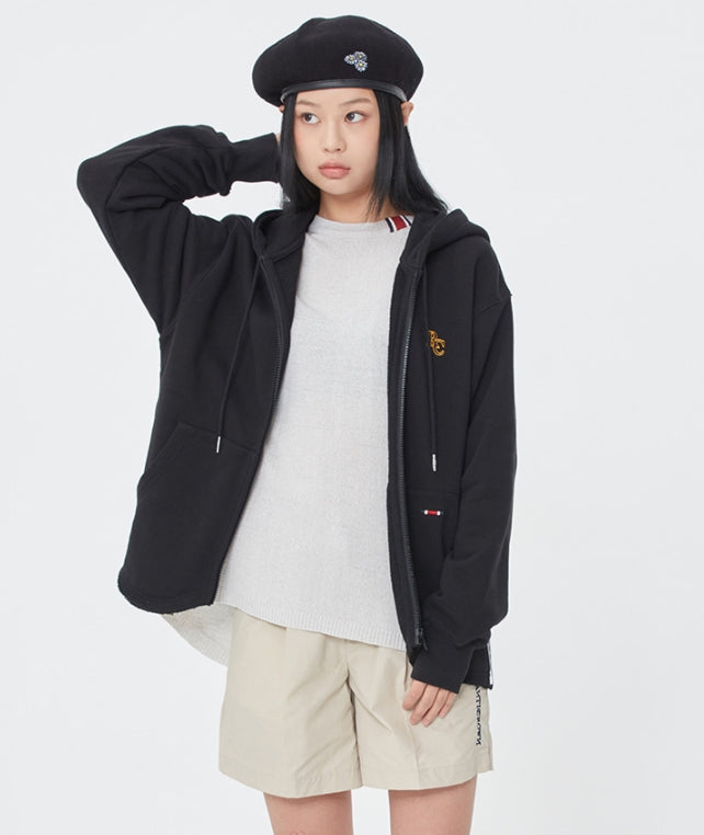 ロマンティッククラウン(ROMANTIC CROWN)  WAVE CUT HOOD ZIP UP_BLACK