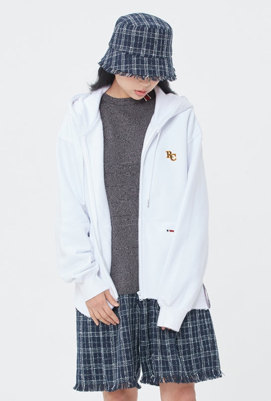 ロマンティッククラウン(ROMANTIC CROWN)  WAVE CUT HOOD ZIP UP_WHITE