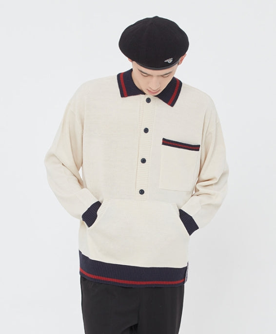 ロマンティッククラウン(ROMANTIC CROWN)  BUTTON UP KNIT SWEATER_OATMEAL