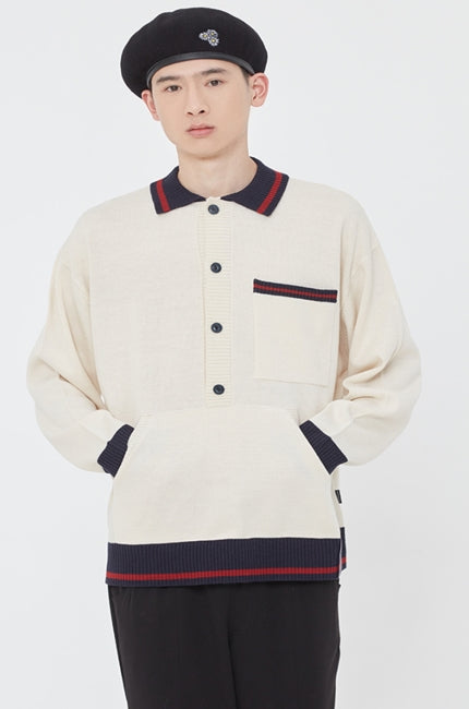 ロマンティッククラウン(ROMANTIC CROWN)  BUTTON UP KNIT SWEATER_OATMEAL