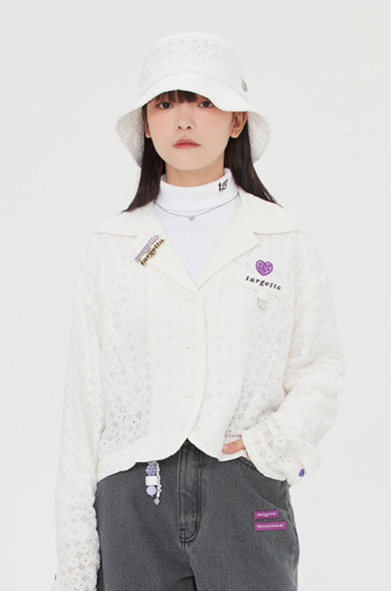 TARGETTO(ターゲット) LACE CROP BLAZER_WHITE