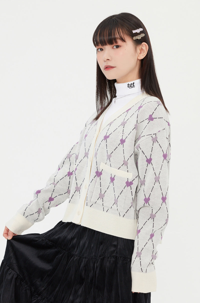 TARGETTO(ターゲット)   HEART ARGYLE JACQUARD CARDIGAN_OATMEAL