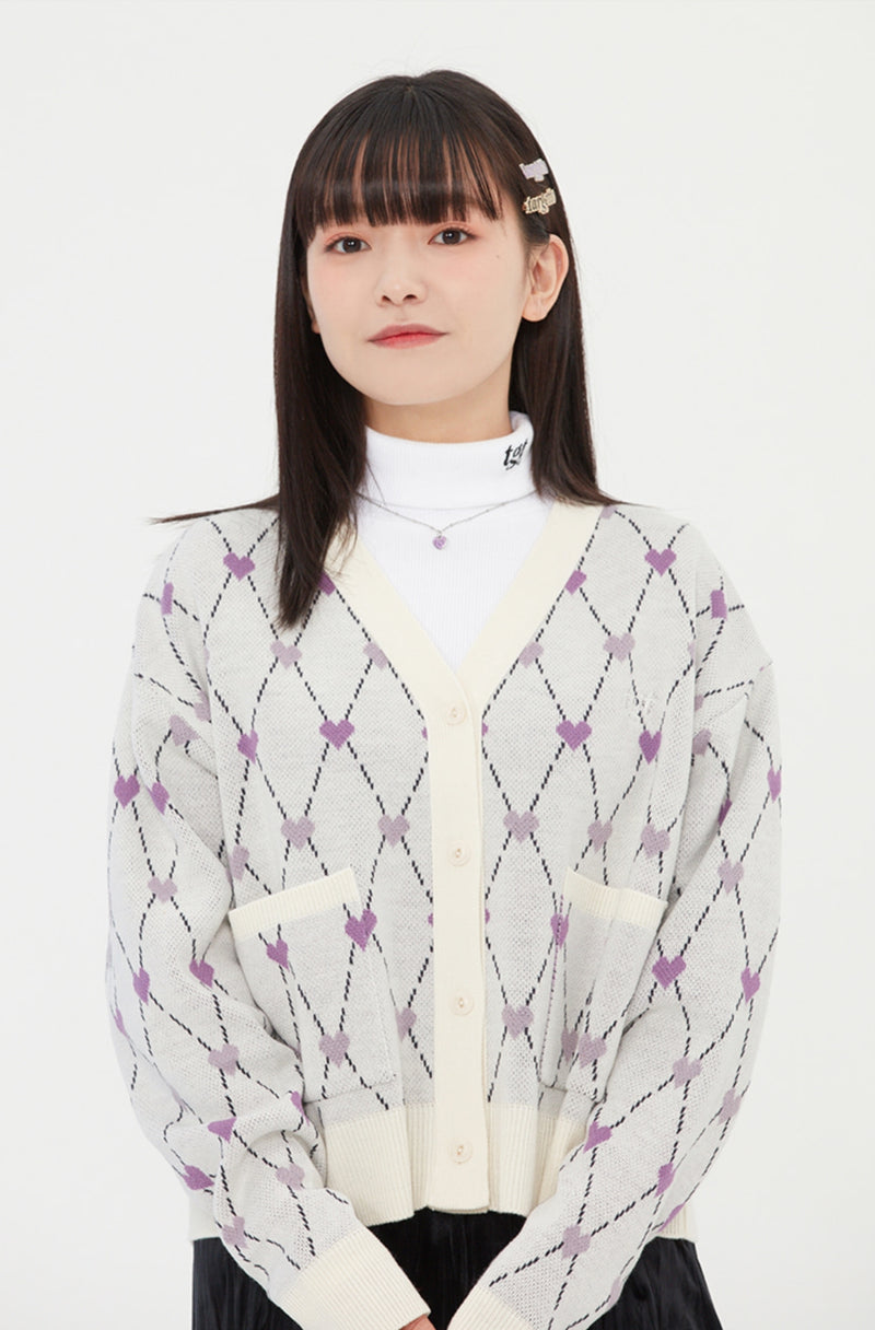TARGETTO(ターゲット)   HEART ARGYLE JACQUARD CARDIGAN_OATMEAL