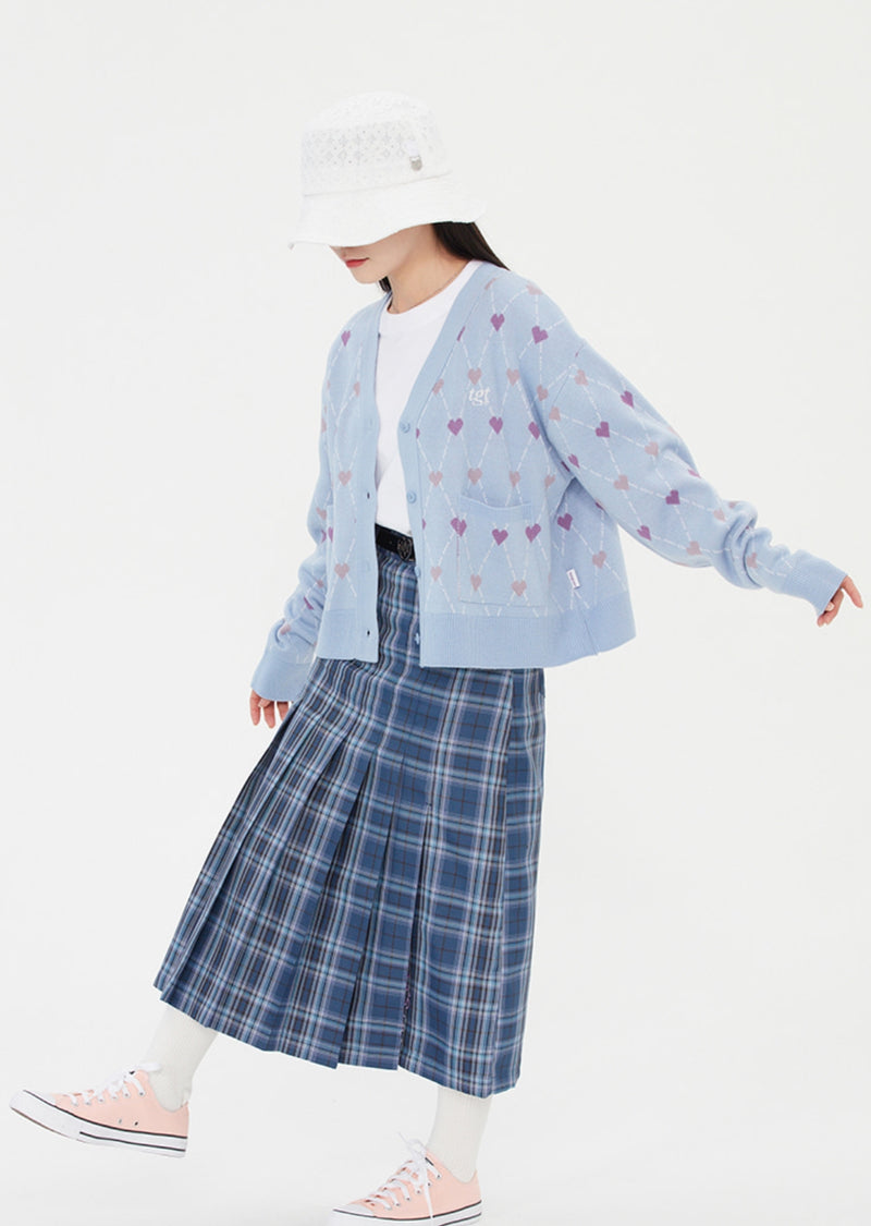 TARGETTO(ターゲット)  HEART ARGYLE JACQUARD CARDIGAN_LIGHT BLUE