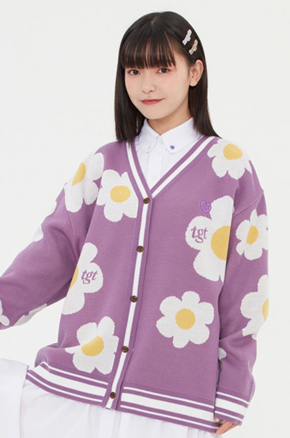 TARGETTO(ターゲット)  DAISY JACQUARD CARDIGAN_PURPLE