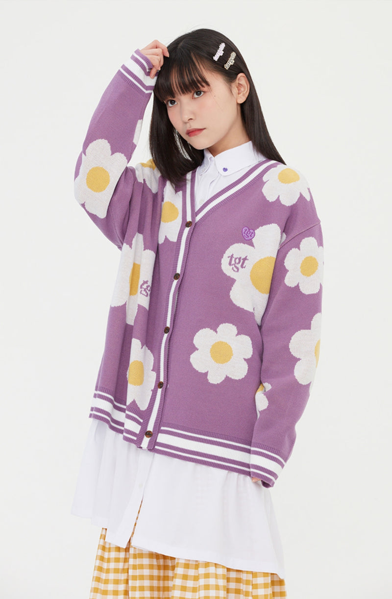 TARGETTO(ターゲット)  DAISY JACQUARD CARDIGAN_PURPLE