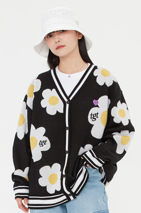 TARGETTO(ターゲット) DAISY JACQUARD CARDIGAN_BLACK