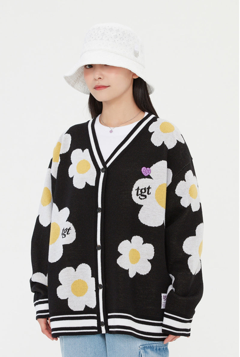 TARGETTO(ターゲット) DAISY JACQUARD CARDIGAN_BLACK
