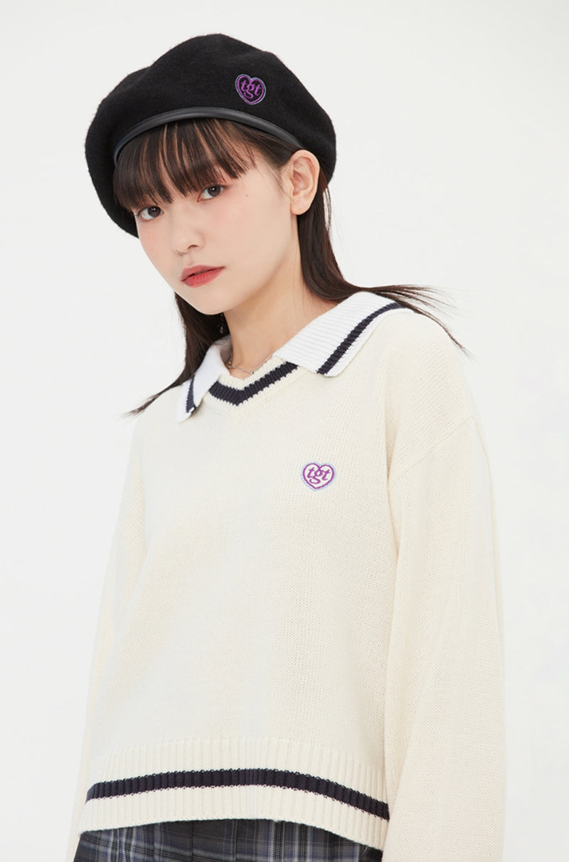 TARGETTO(ターゲット) COLLAR V NECK KNIT_OATMEAL