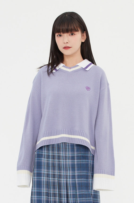 TARGETTO(ターゲット) COLLAR V NECK KNIT_LIGHT PURPLE