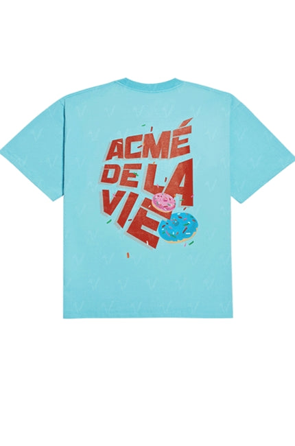 アクメドラビ(acme' de la vie) RED BIG LOGO DONUT SHORT SLEEVE T-SHIRT SKY BLUE
