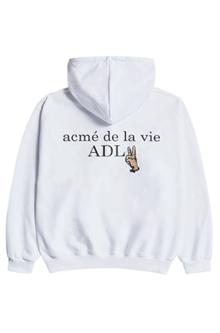 アクメドラビ(acme' de la vie)  FINGER LOGO HOODIE WHITE