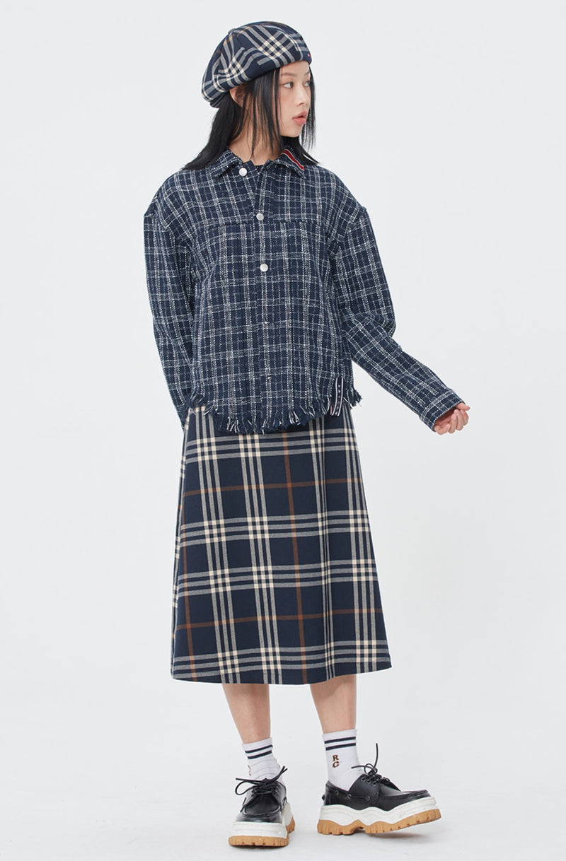 ロマンティッククラウン(ROMANTIC CROWN) TWEED TRUCKER JACKET_NAVY