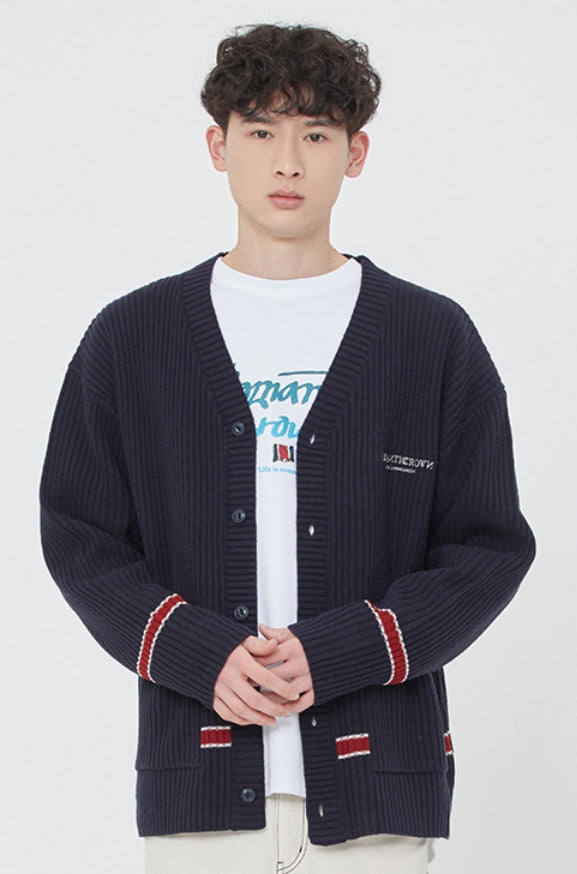 ロマンティッククラウン(ROMANTIC CROWN) RIBBED KNIT CARDIGAN_NAVY