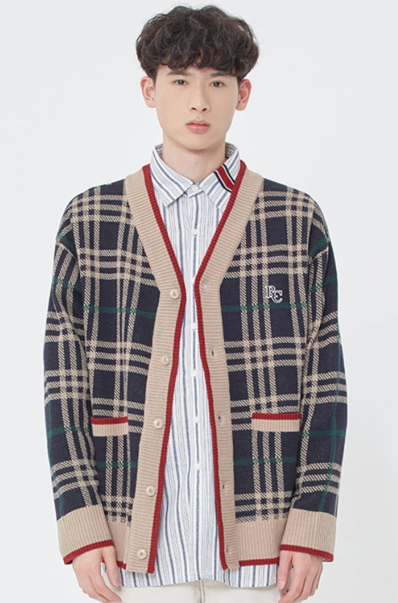 ロマンティッククラウン(ROMANTIC CROWN)  CLASSIC CHECK CARDIGAN_NAVY