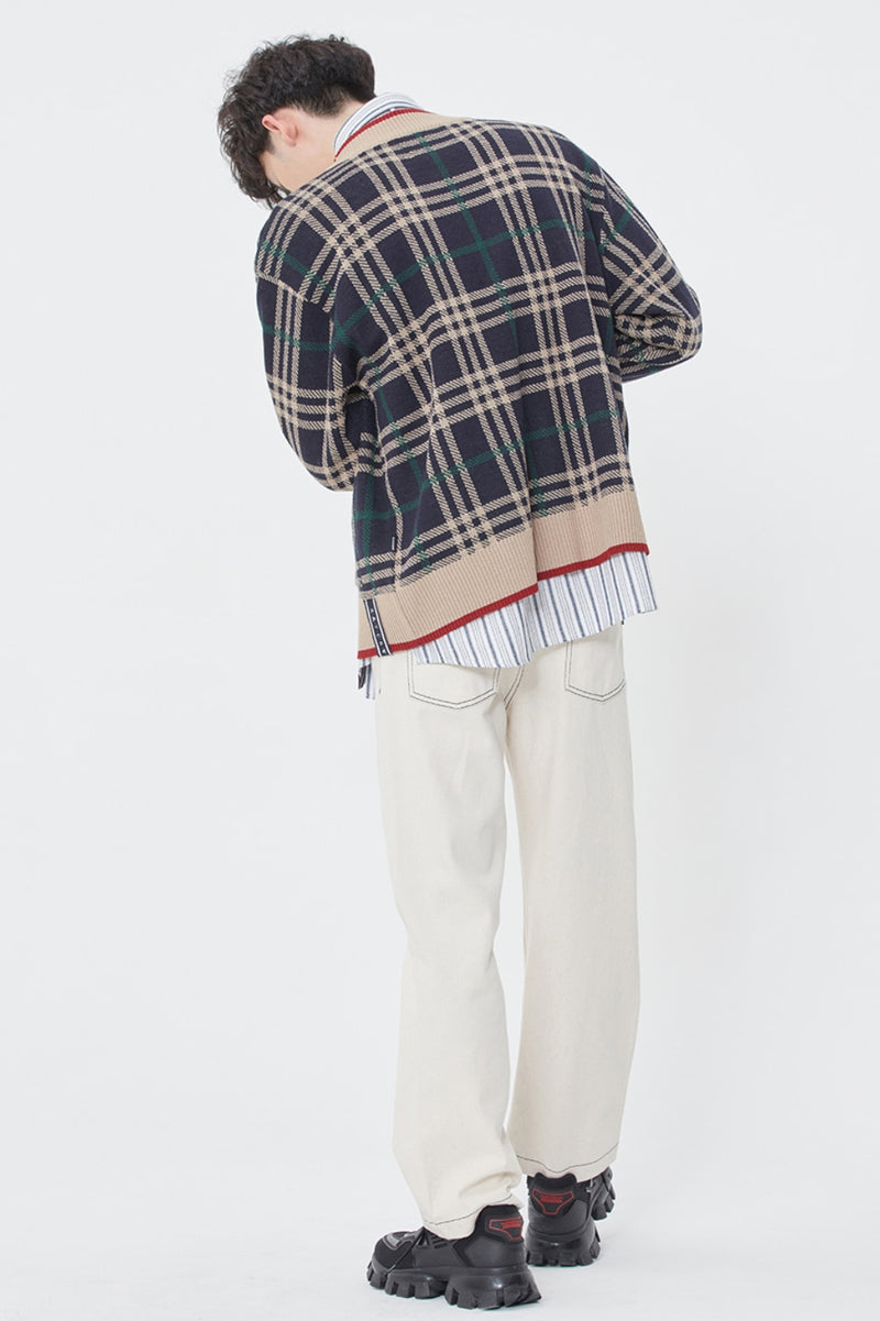 ロマンティッククラウン(ROMANTIC CROWN)  CLASSIC CHECK CARDIGAN_NAVY