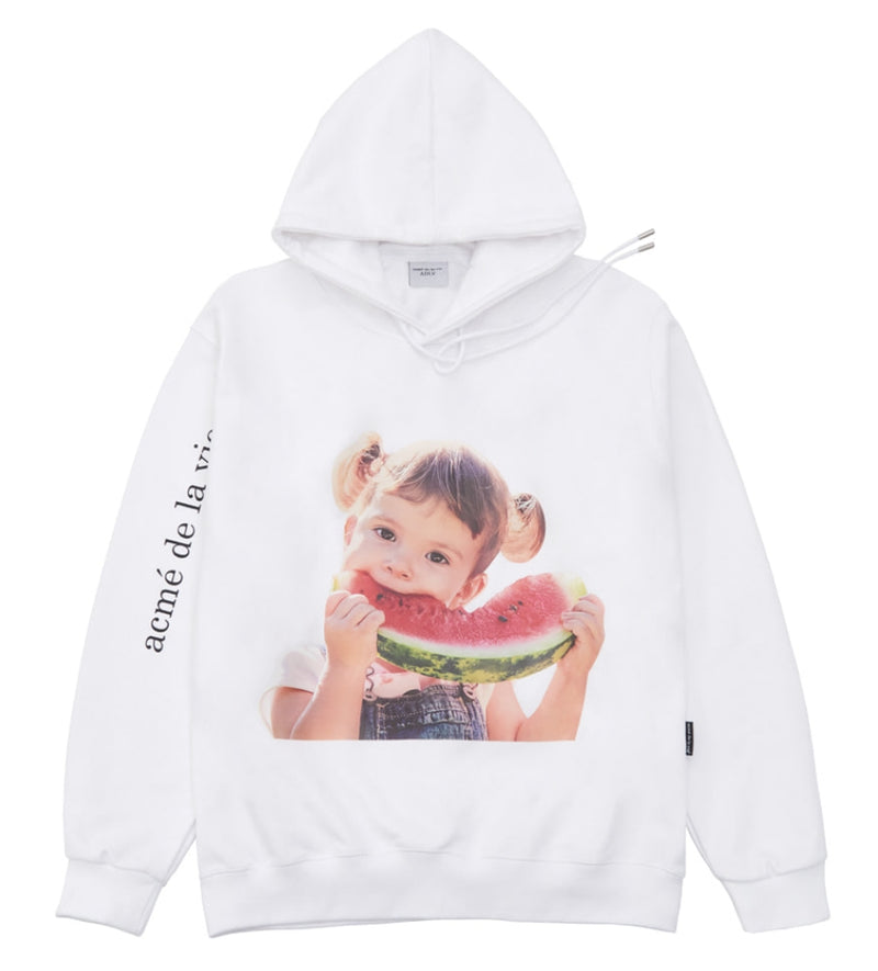 アクメドラビ(acme' de la vie)  ADLV BABY FACE HOODIE WHITE WATERMELON