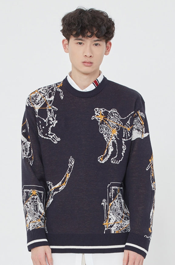 ロマンティッククラウン(ROMANTIC CROWN) CONSTELLATION KNITWEAR_NAVY