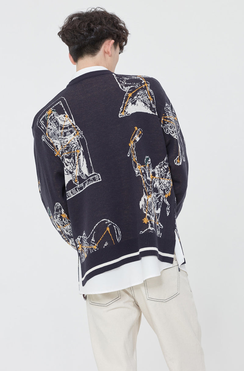 ロマンティッククラウン(ROMANTIC CROWN) CONSTELLATION KNITWEAR_NAVY