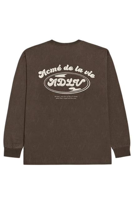 アクメドラビ(acme' de la vie)  TRIPLE LOGO LONG SLEEVE T-SHIRT BROWN