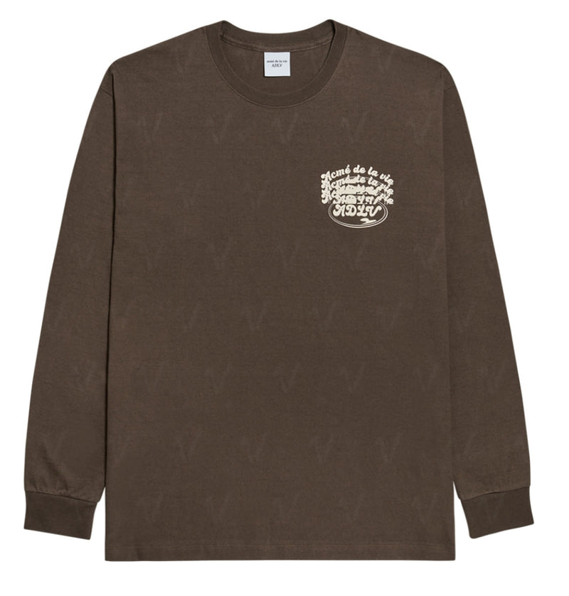 アクメドラビ(acme' de la vie)  TRIPLE LOGO LONG SLEEVE T-SHIRT BROWN