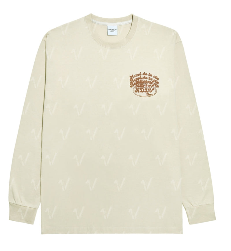 アクメドラビ(acme' de la vie)  TRIPLE LOGO LONG SLEEVE T-SHIRT BEIGE