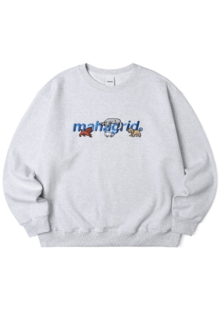 mahagrid (マハグリッド)  CATS AND DOGS SWEATSHIRT [LIGHT GREY]