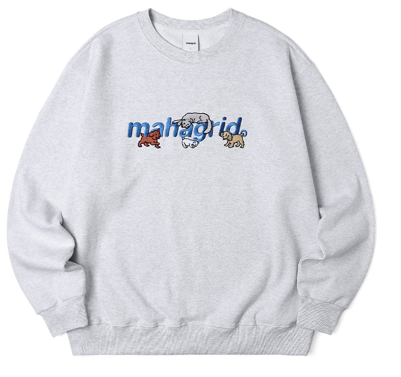 mahagrid (マハグリッド)  CATS AND DOGS SWEATSHIRT [LIGHT GREY]