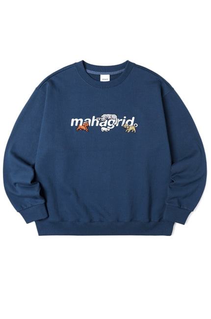 mahagrid (マハグリッド)  CATS AND DOGS SWEATSHIRT [NAVY]