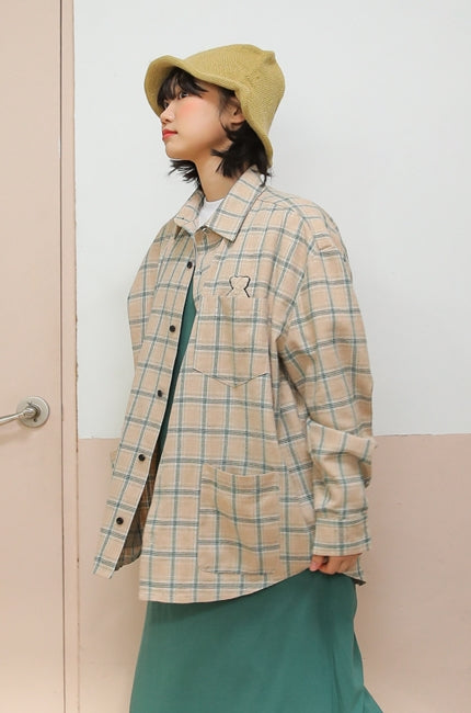 AQO_studiospace(アコスタジオスペース)  AQO BEAR CHECK SHIRTS BEIGE