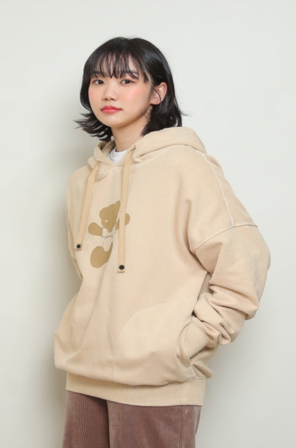 AQO_studiospace(アコスタジオスペース) AQO PIGMENT TEDDY HOODIE BEIGE