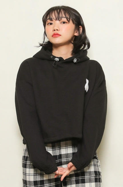 AQO_studiospace(アコスタジオスペース) AQO BEAR LOGO CROP HOODIE BLACK