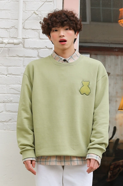 AQO_studiospace(アコスタジオスペース) AQO BEAR LOGO SWEATSHIRTS(HA) OLIVE