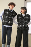 AQO_studiospace(アコスタジオスペース)  AQO BEAR PATTERN KNIT VEST BLACK