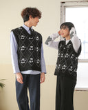 AQO_studiospace(アコスタジオスペース)  AQO BEAR PATTERN KNIT VEST BLACK