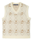 AQO_studiospace(アコスタジオスペース)  AQO BEAR PATTERN KNIT VEST IVORY