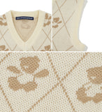 AQO_studiospace(アコスタジオスペース)  AQO BEAR PATTERN KNIT VEST IVORY