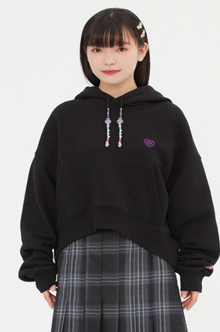 TARGETTO(ターゲット) BEADS CROP HOODIE_BLACK
